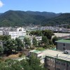 14.現在の甲府キャンパス　武田通りを背に北東をのぞむ。（左手はA号館、手前はB号館）